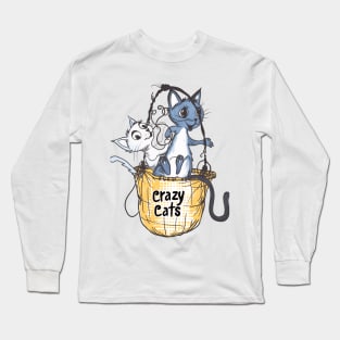 Cats playing with balls of yarn Funny T-shirt 2-08 Long Sleeve T-Shirt